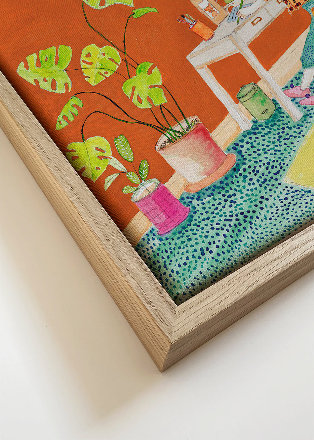 Illustration af katte i interiør