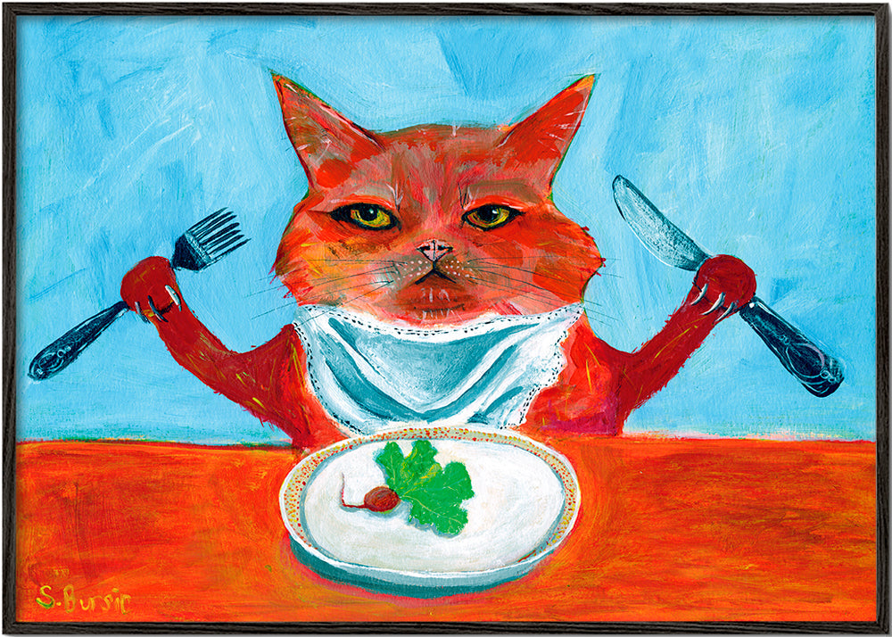 Køkkenkunst: kat ved bordet
