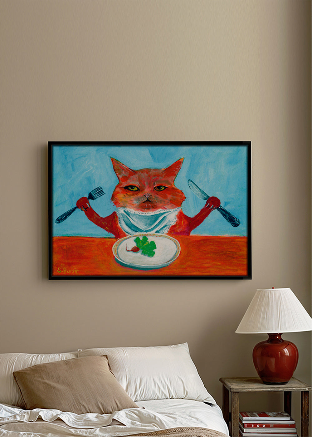 Køkkenkunst: kat ved bordet