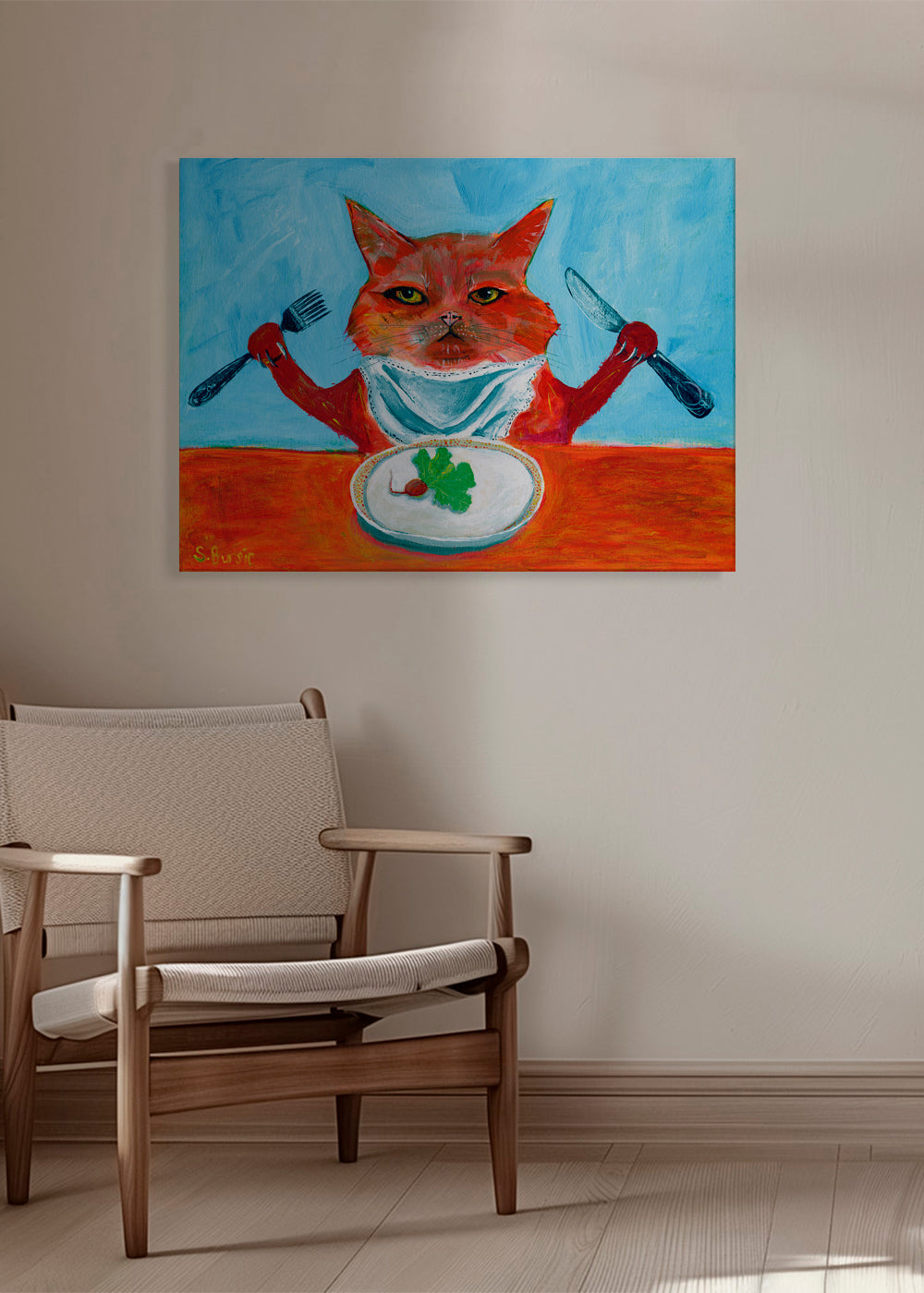 Køkkenkunst: kat ved bordet