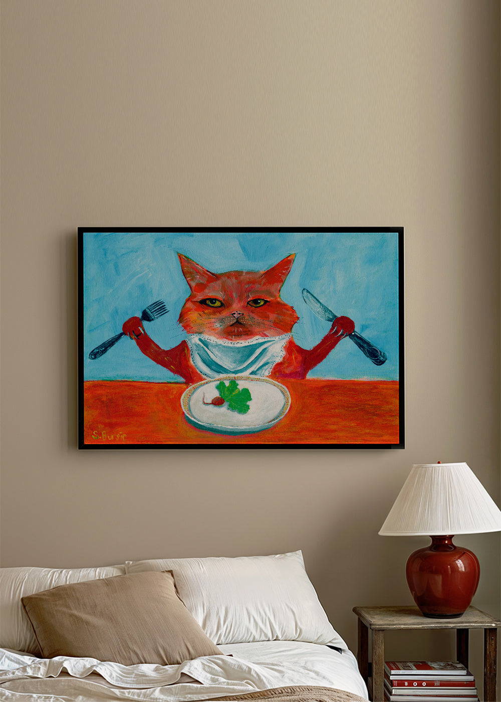 Køkkenkunst: kat ved bordet