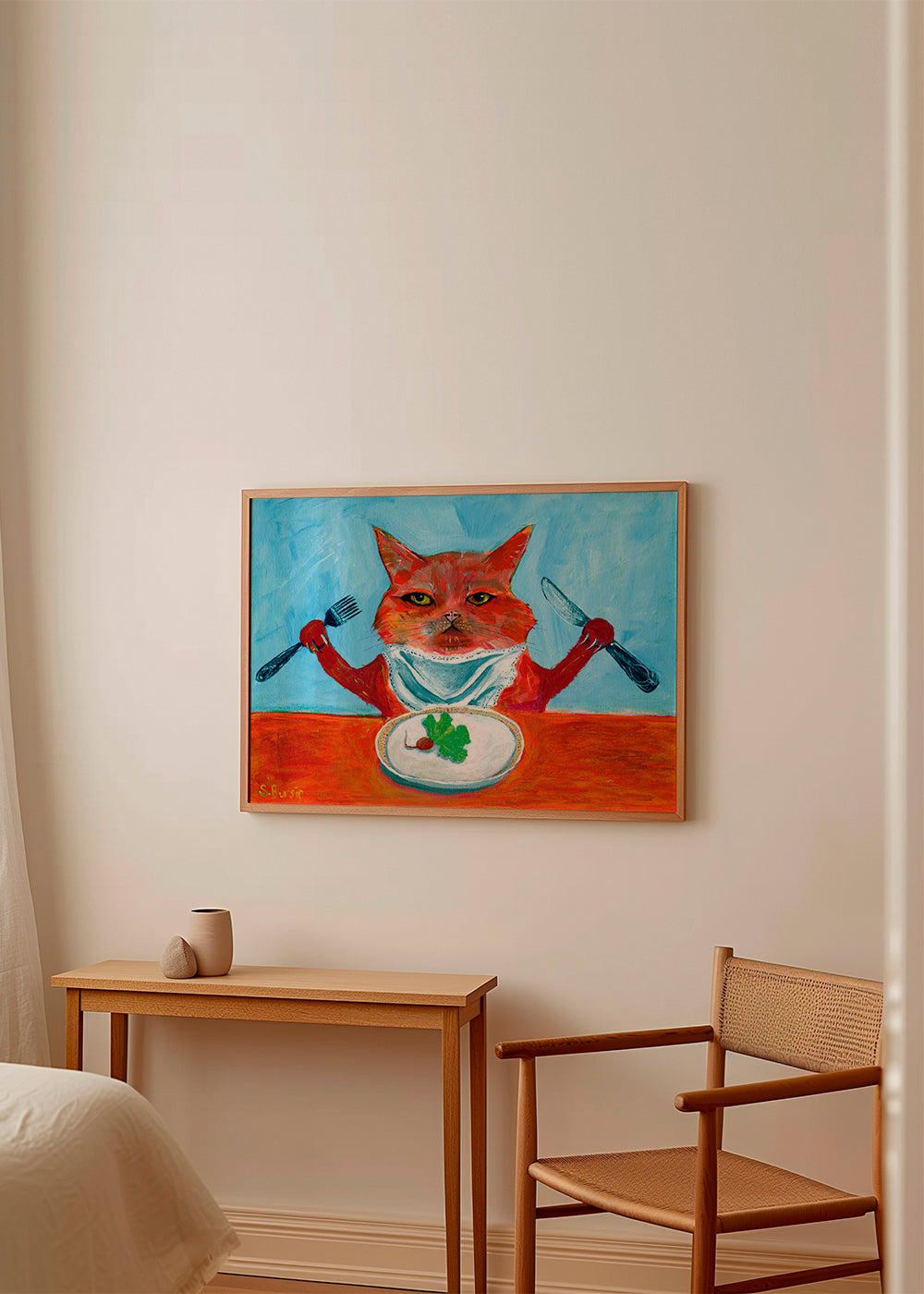 Køkkenkunst: kat ved bordet