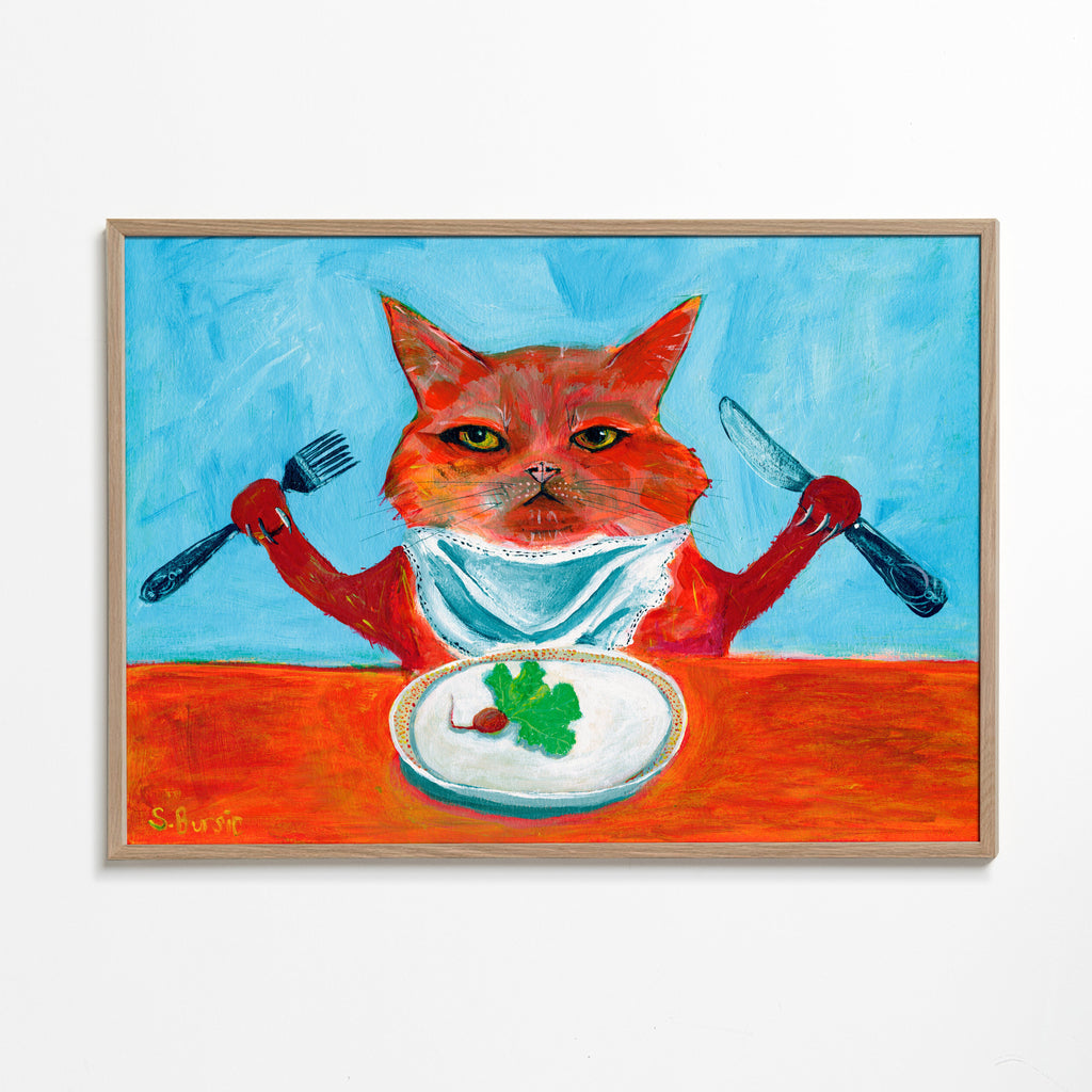 Køkkenkunst: kat ved bordet