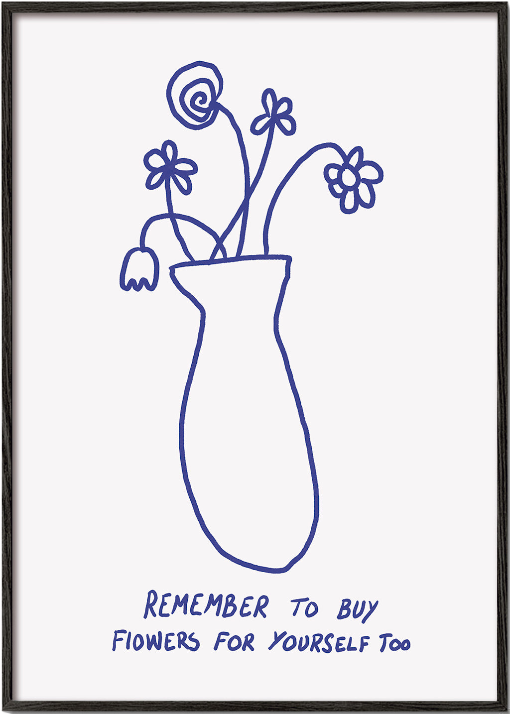 Botanisk plakat: vaasskitse og håndskrevet note