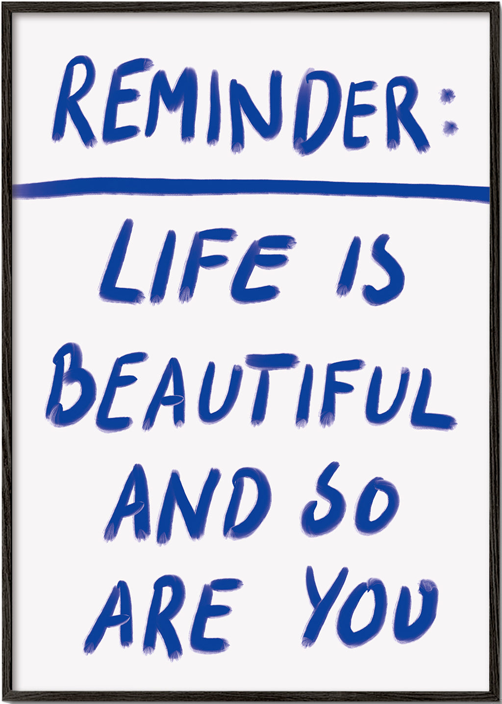 Typografisk illustration „Reminder“ i blå