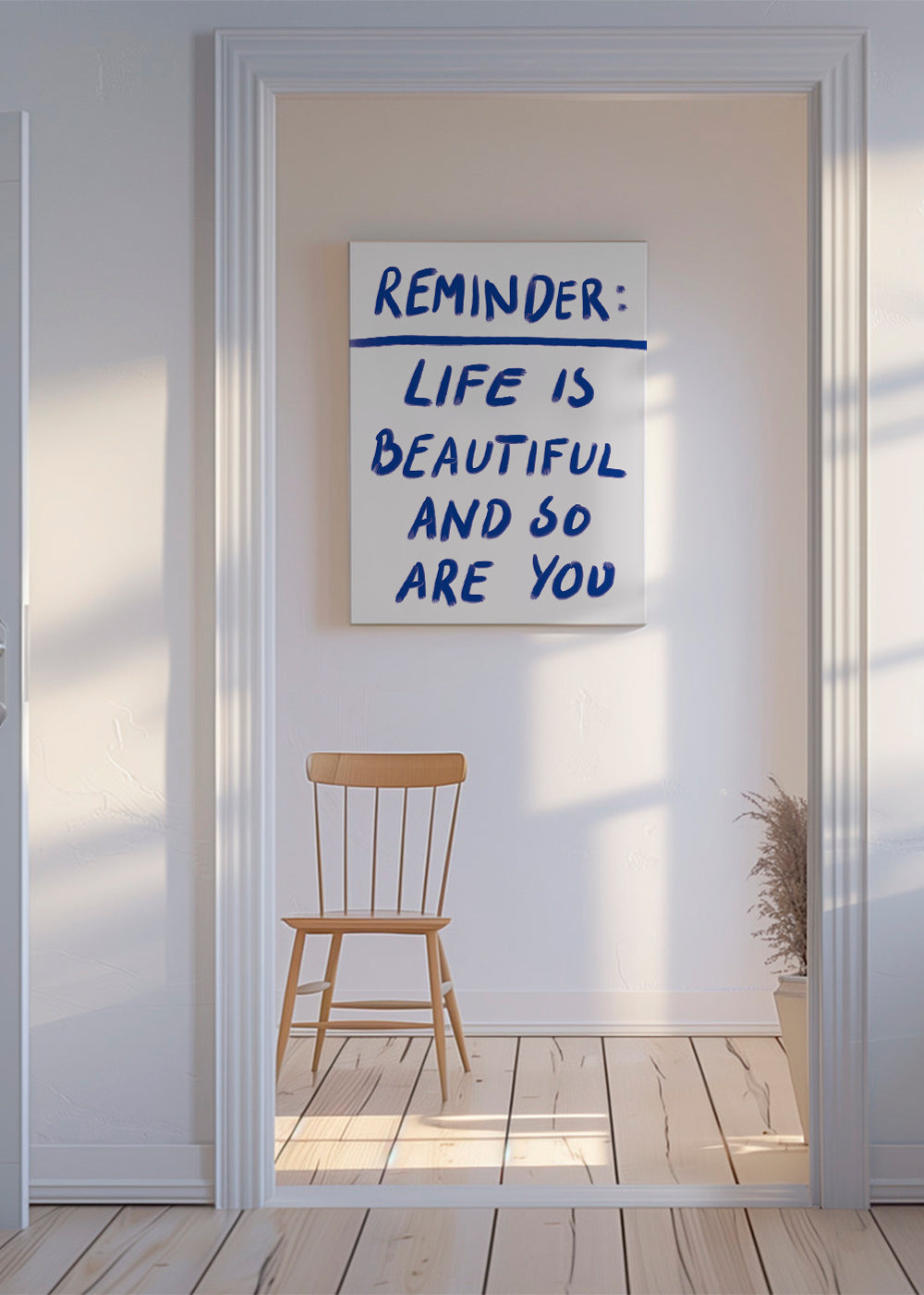 Typografisk illustration „Reminder“ i blå