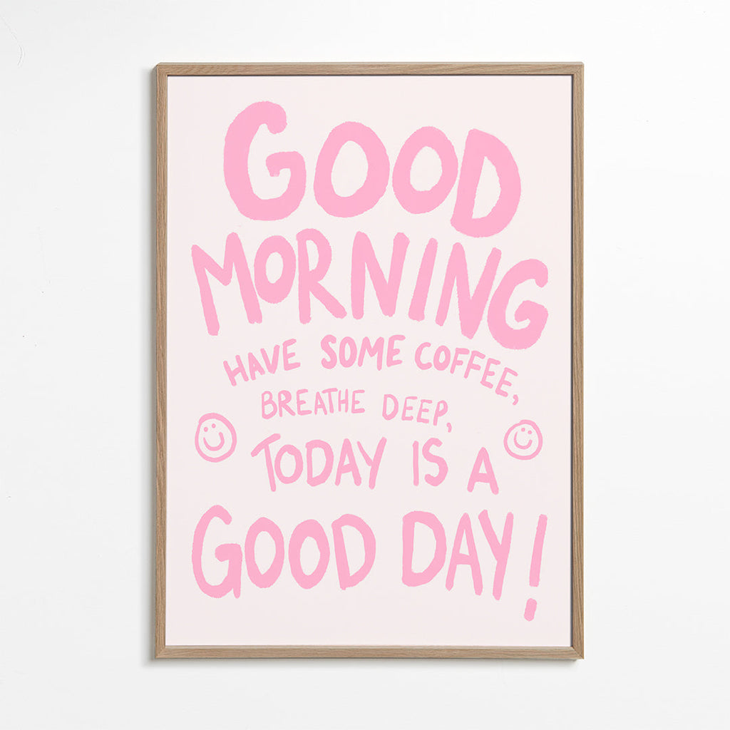 Typografisk illustration 'Good Morning' rosa