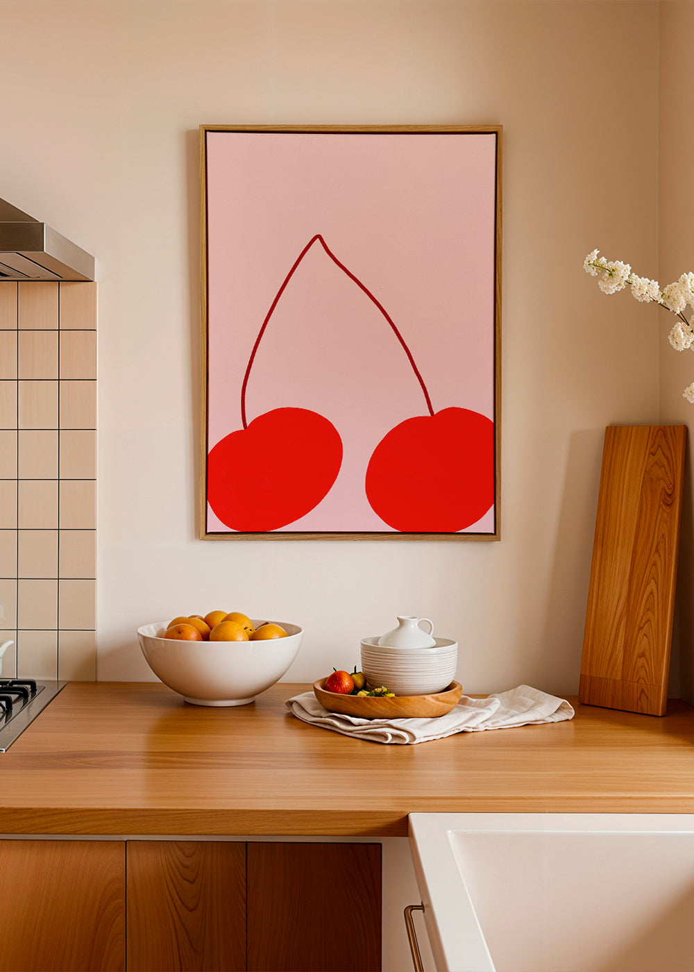 Køkkenkunst med minimalistiske kirsebær