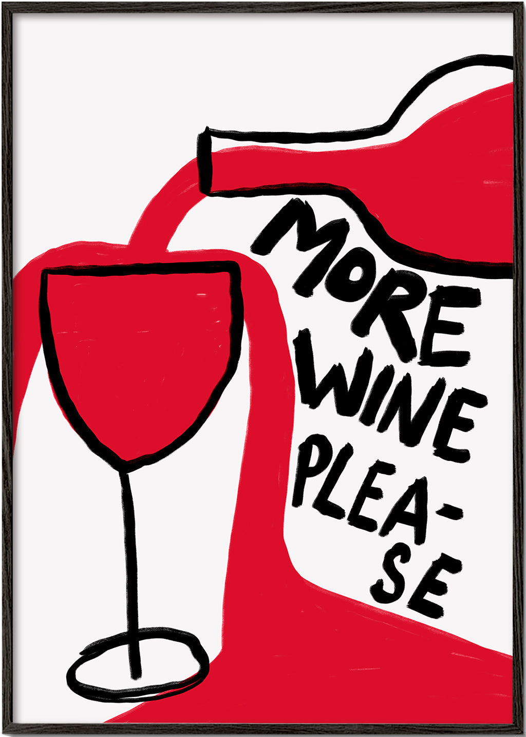 Køkkenkunst More Wine Please grafisk illustration