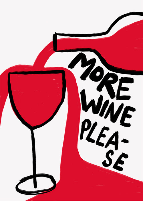 Køkkenkunst More Wine Please grafisk illustration