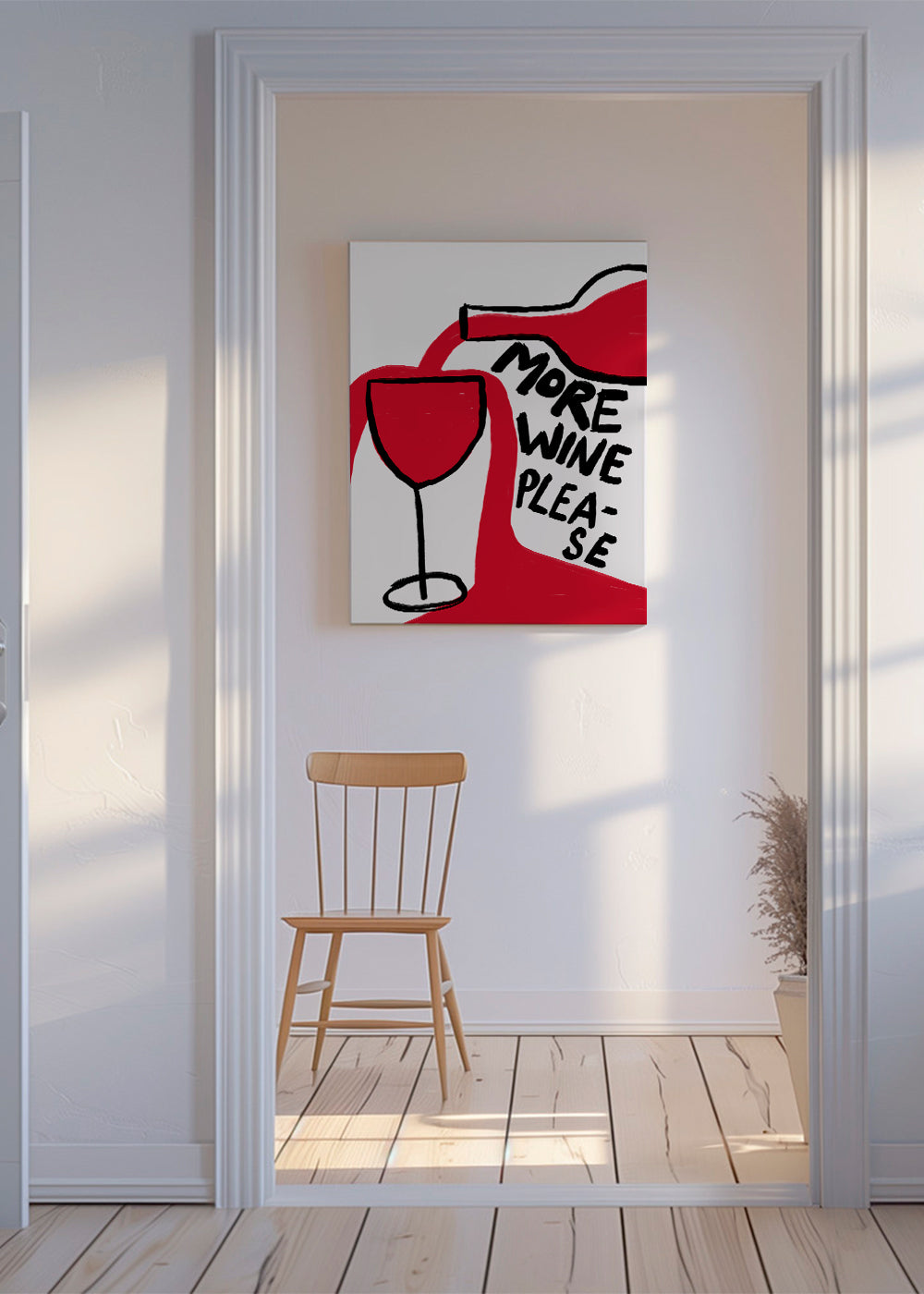 Køkkenkunst More Wine Please grafisk illustration