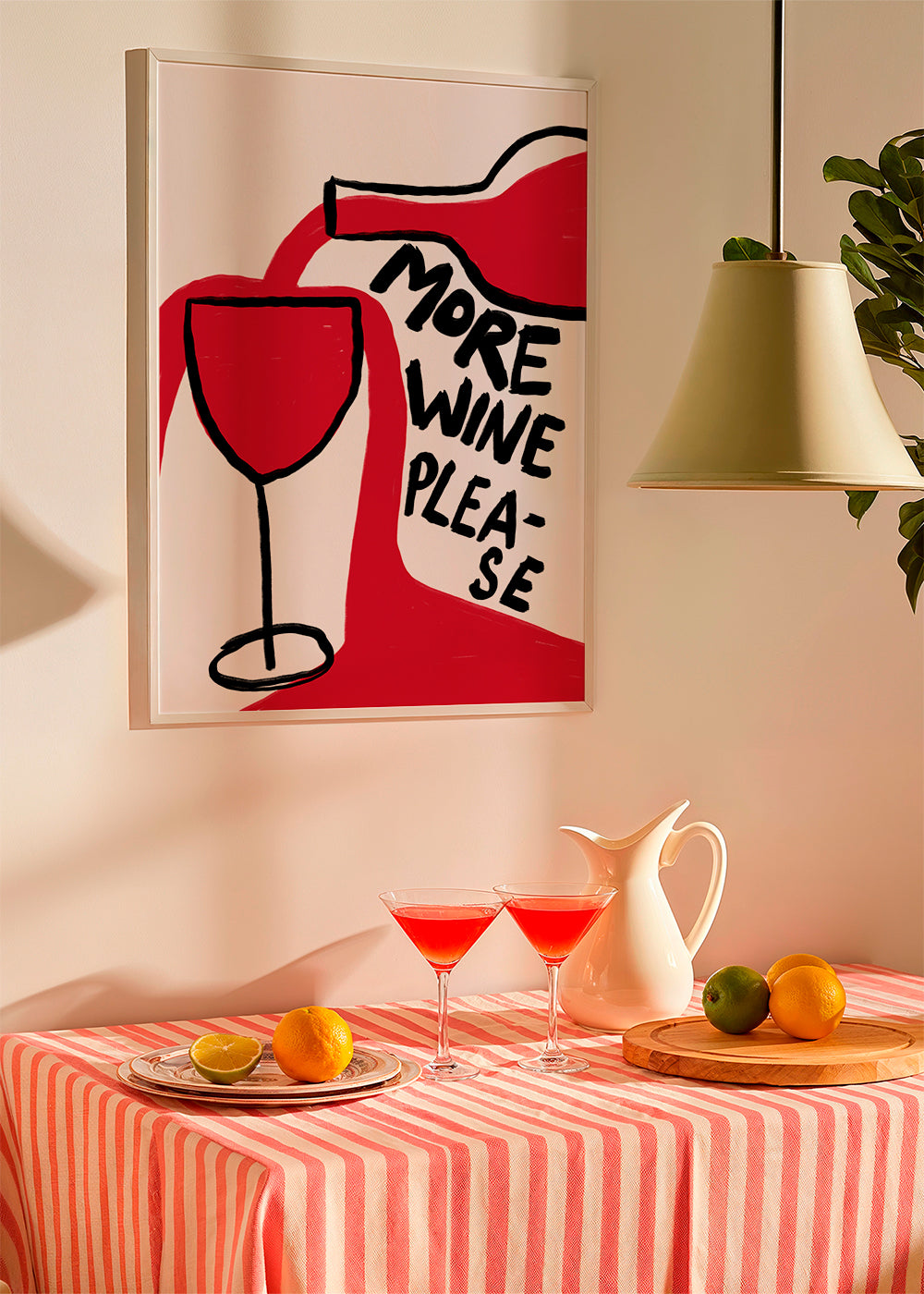 Køkkenkunst More Wine Please grafisk illustration