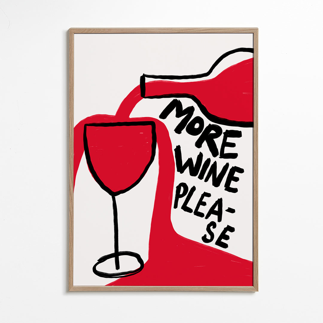 Køkkenkunst More Wine Please grafisk illustration