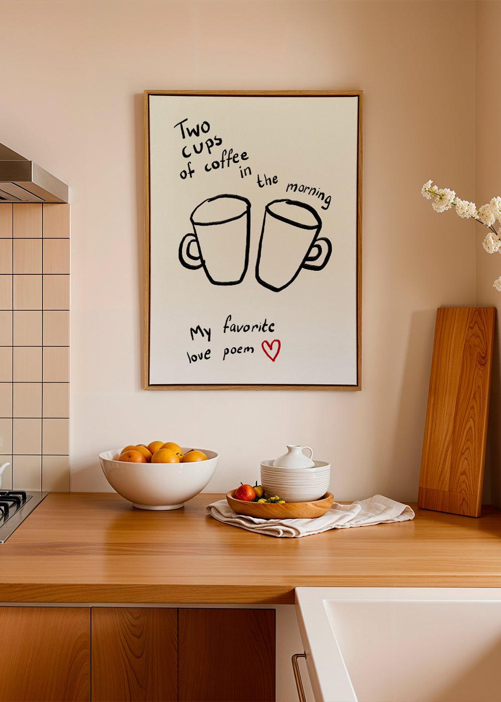 Køkkenkunst Two Cups håndtegning