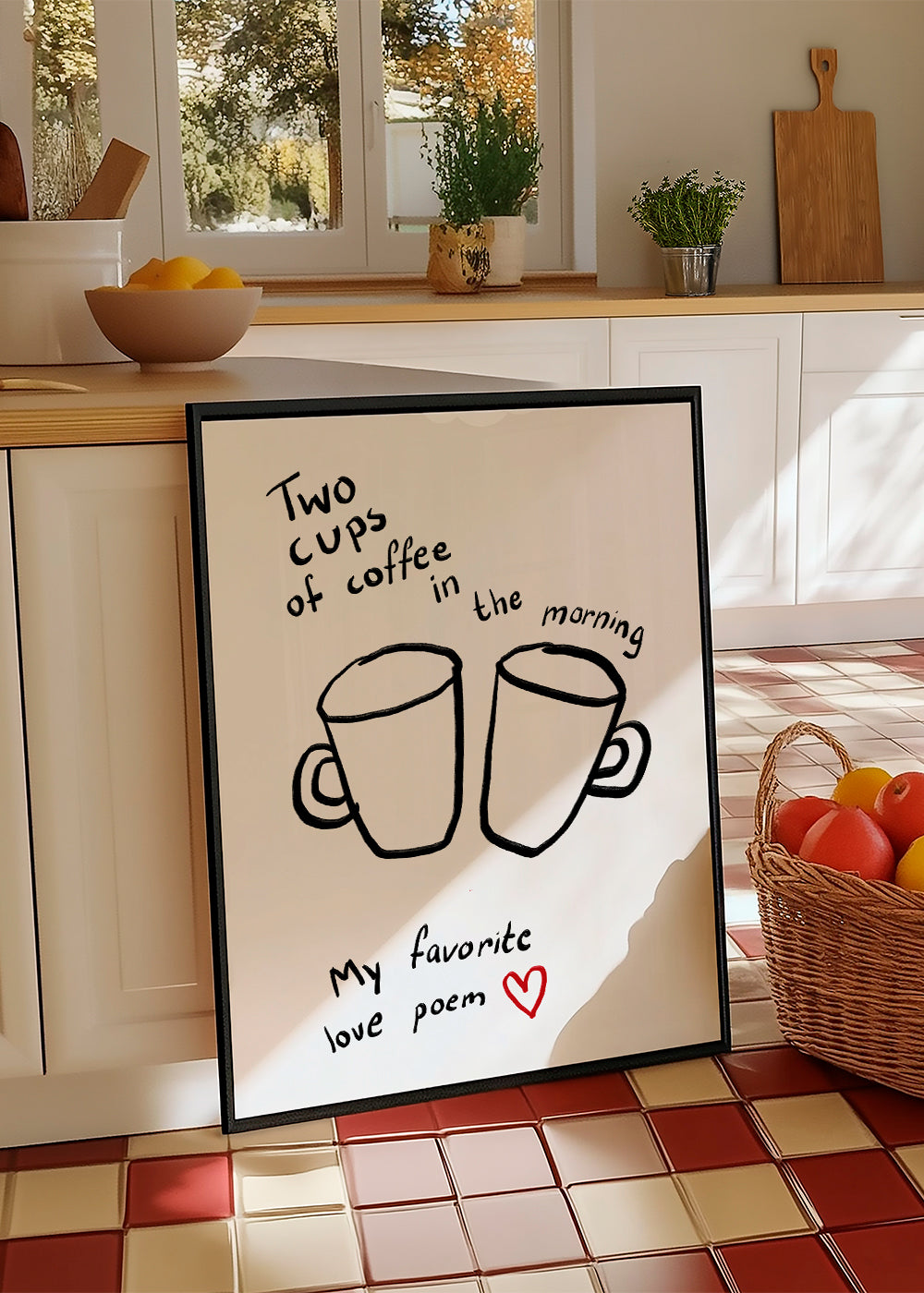 Køkkenkunst Two Cups håndtegning