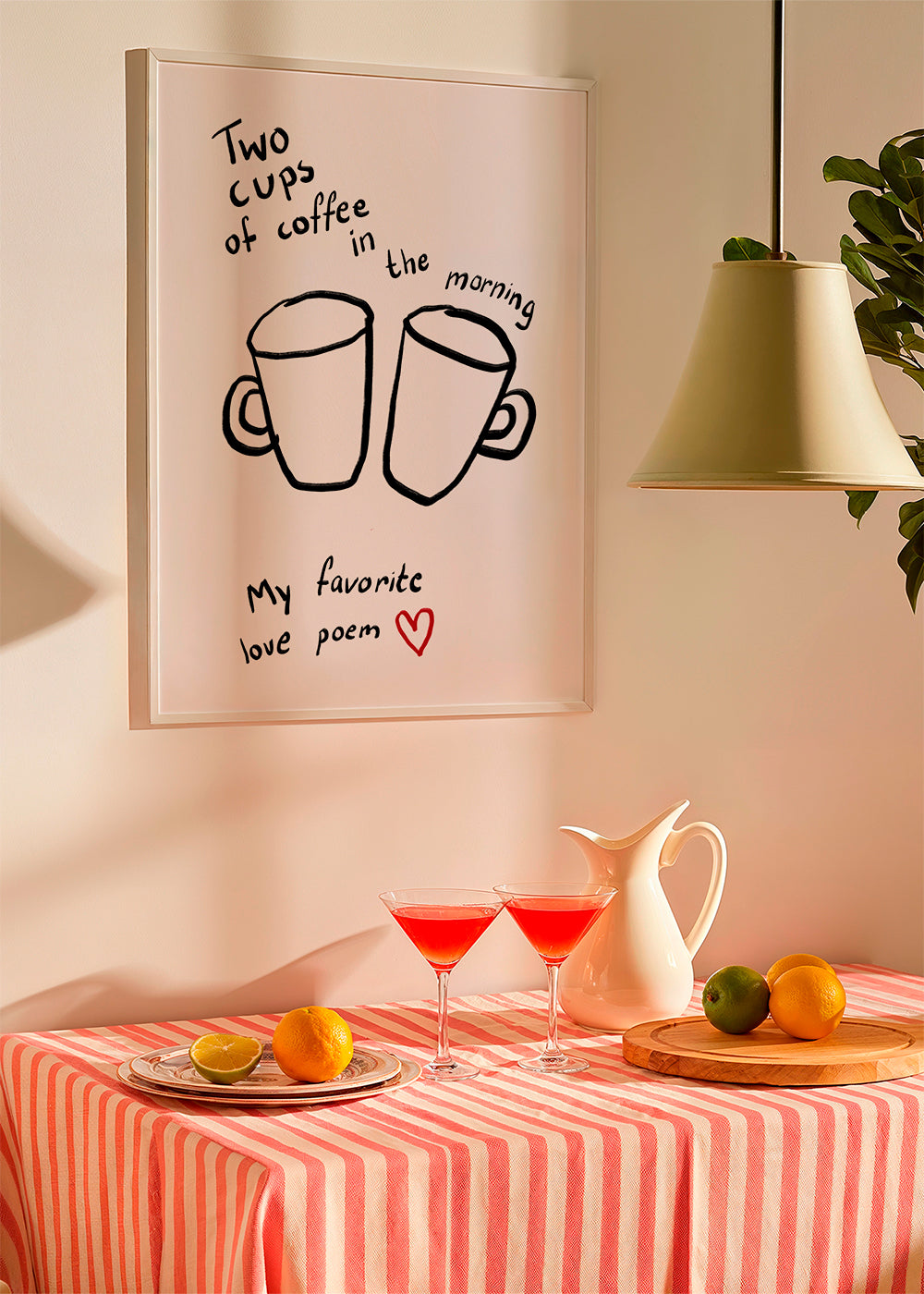 Køkkenkunst Two Cups håndtegning