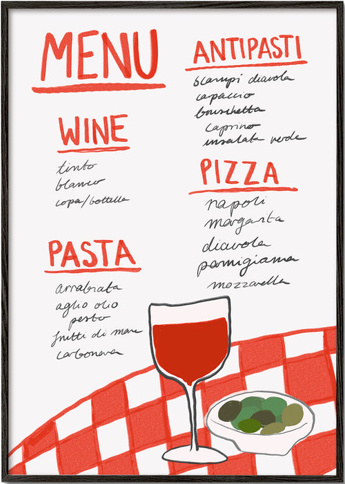 Køkkenkunst illustreret italiensk menu