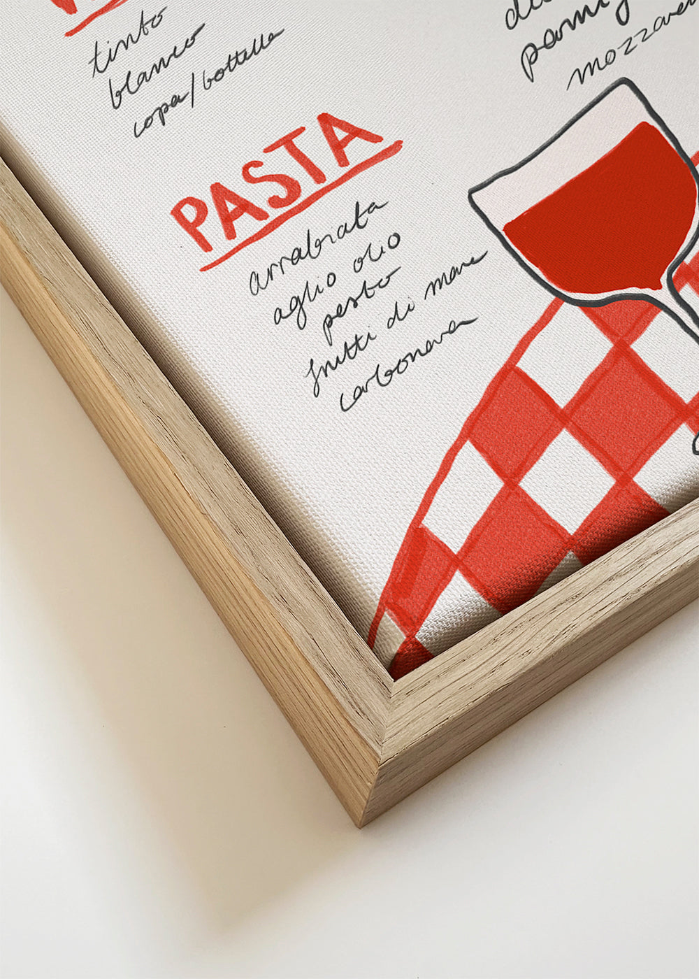 Køkkenkunst illustreret italiensk menu
