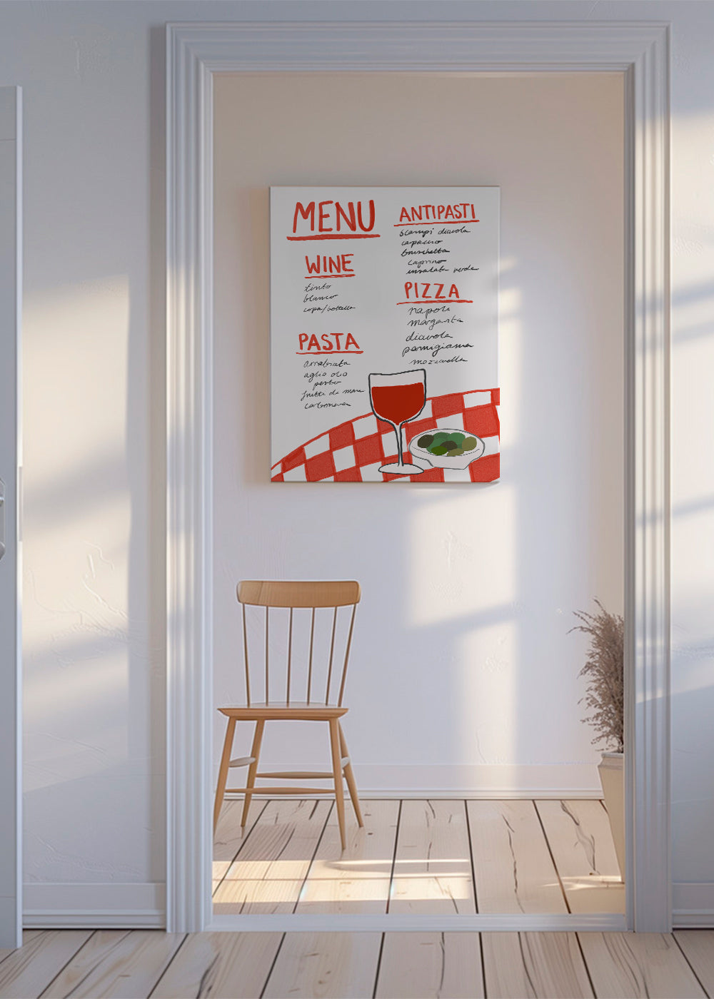 Køkkenkunst illustreret italiensk menu