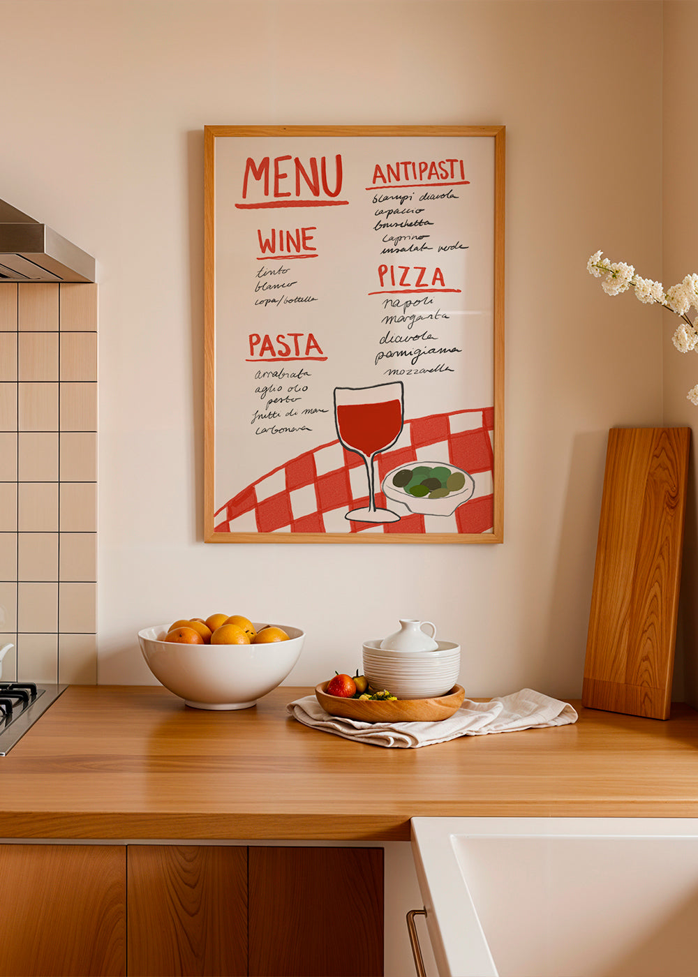 Køkkenkunst illustreret italiensk menu
