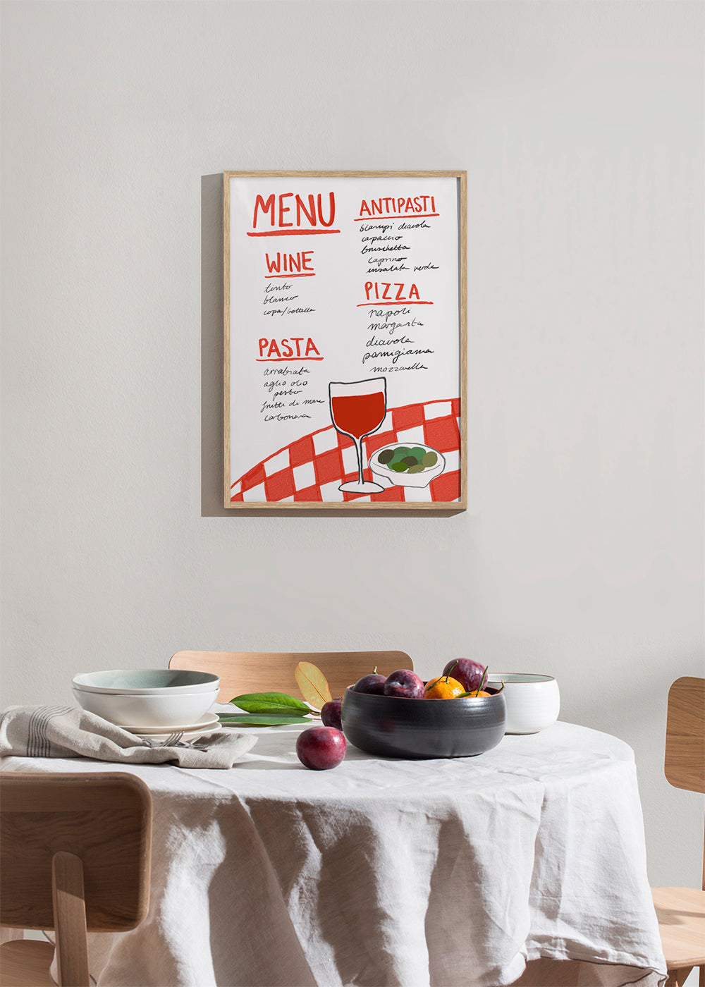 Køkkenkunst illustreret italiensk menu