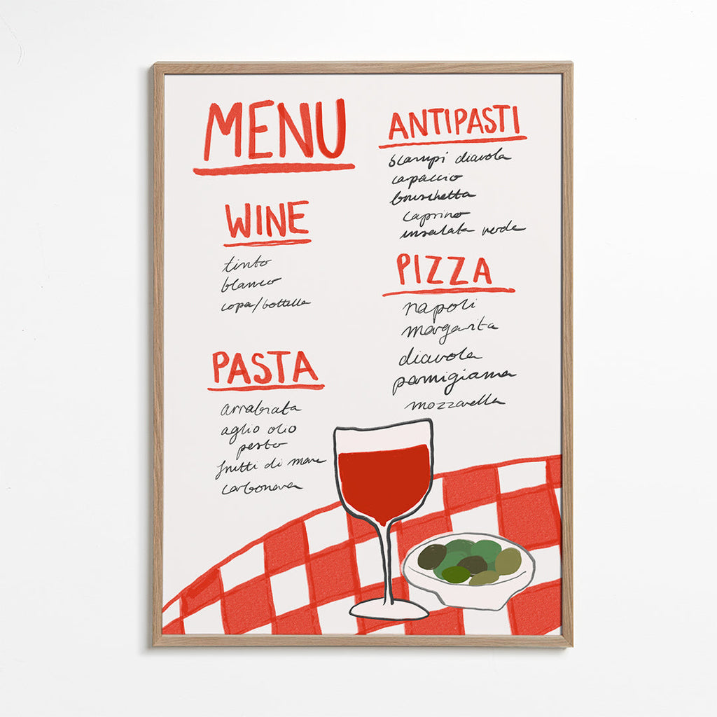Køkkenkunst illustreret italiensk menu