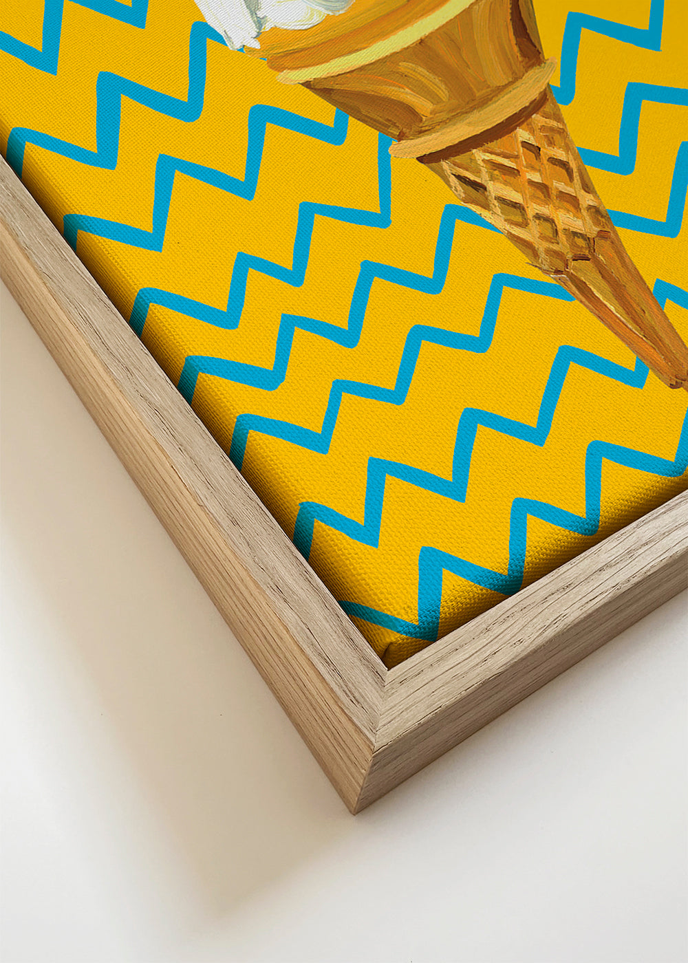 Køkkenkunst med is på gul zigzag