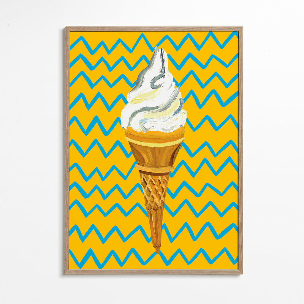 Køkkenkunst med is på gul zigzag