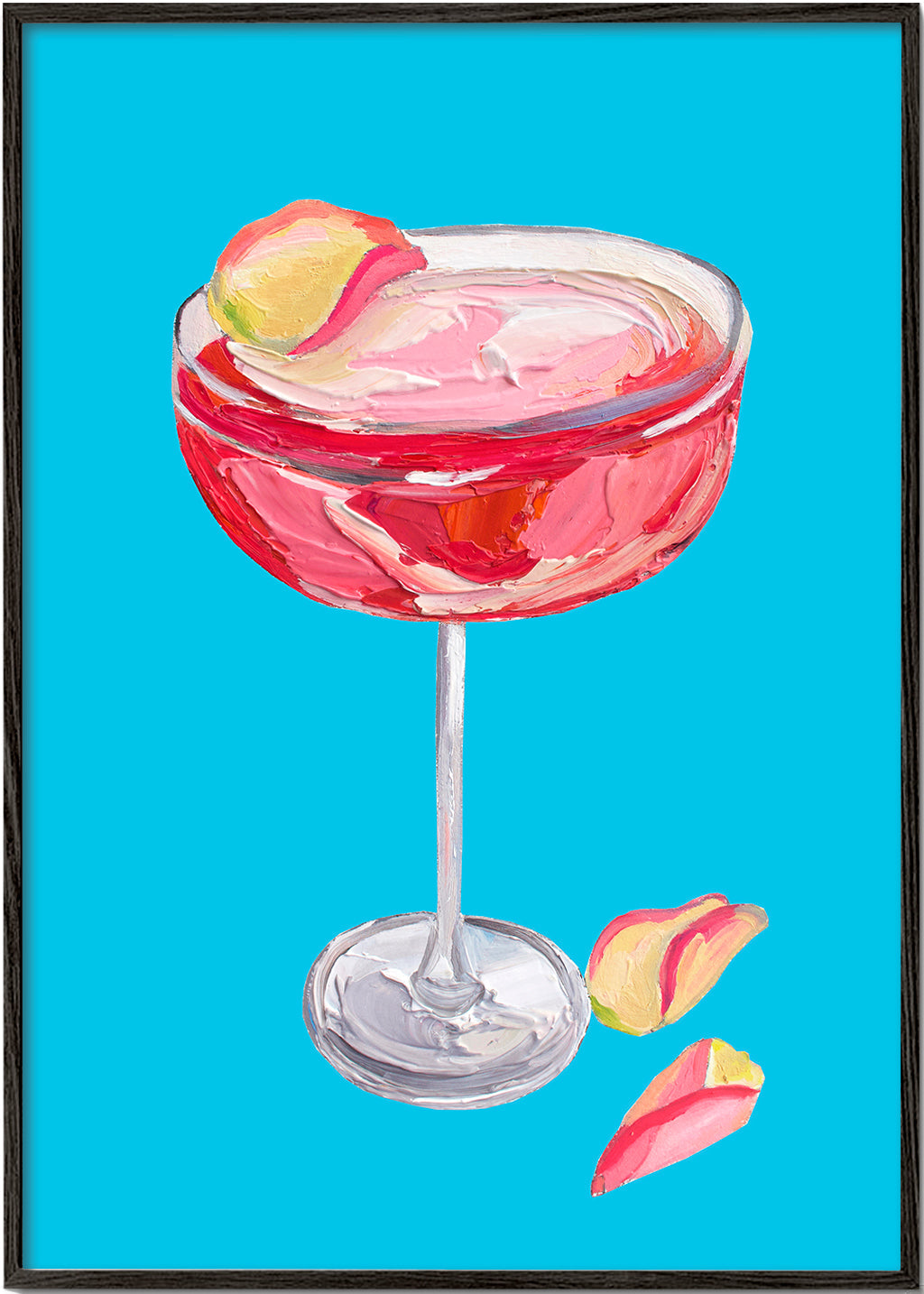 Køkkenkunst Rosa gin-cocktail på turkis
