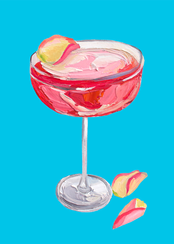 Køkkenkunst Rosa gin-cocktail på turkis