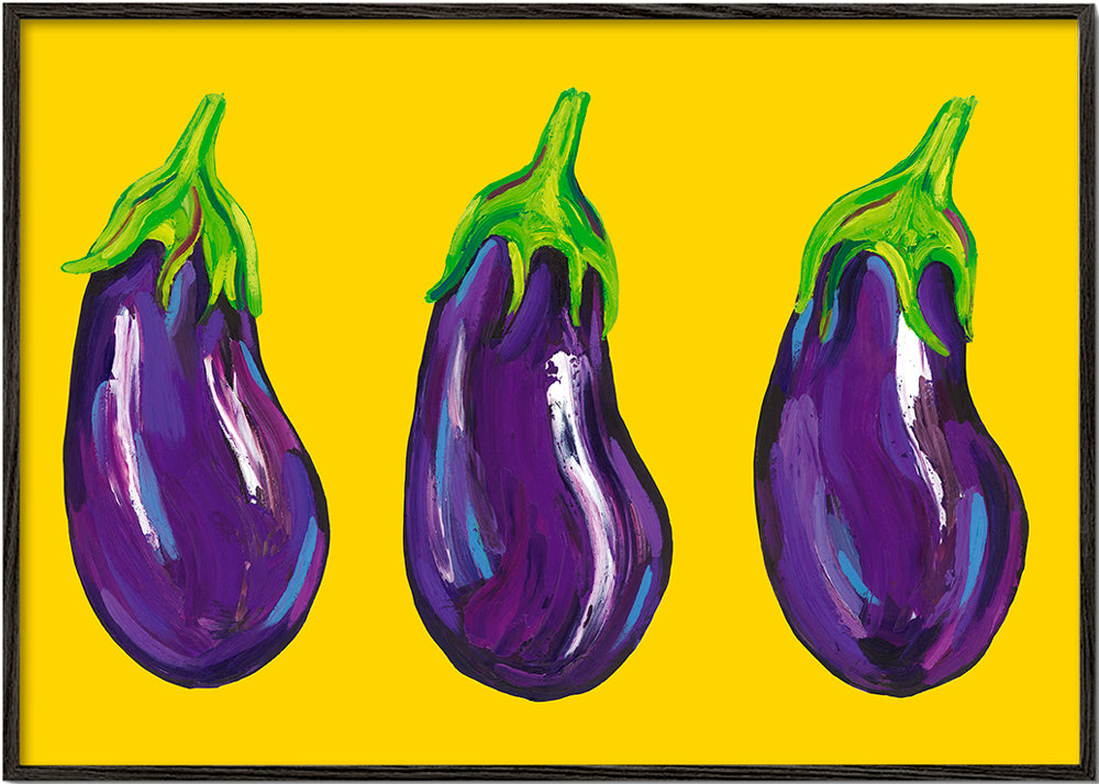 Køkkenkunst med illustrerede auberginer