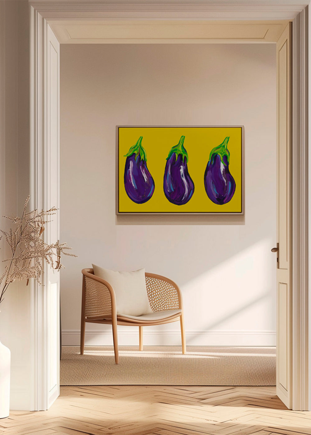 Køkkenkunst med illustrerede auberginer