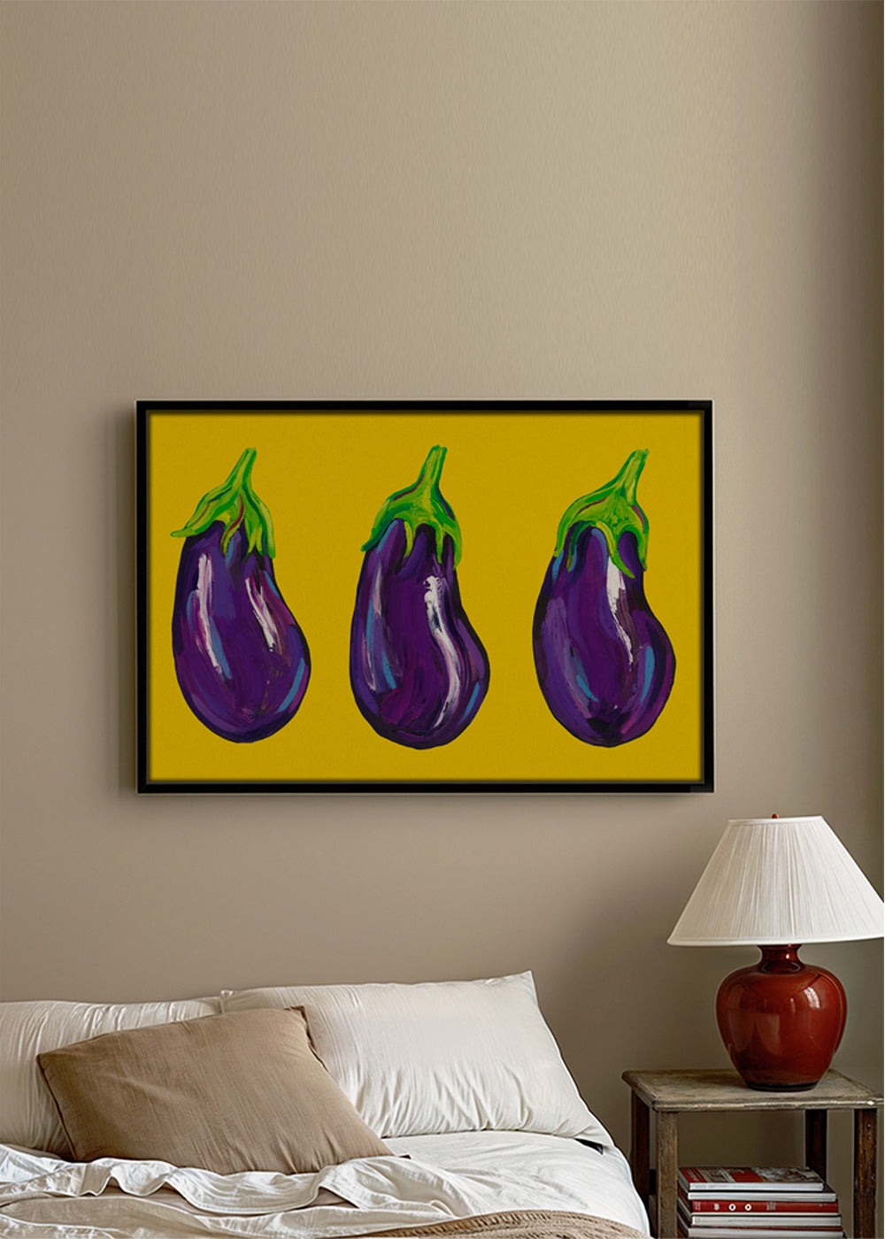 Køkkenkunst med illustrerede auberginer