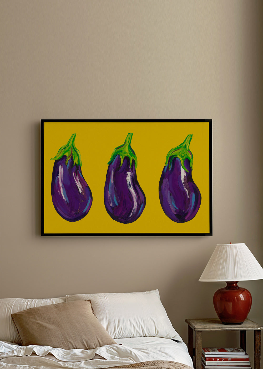 Køkkenkunst med illustrerede auberginer
