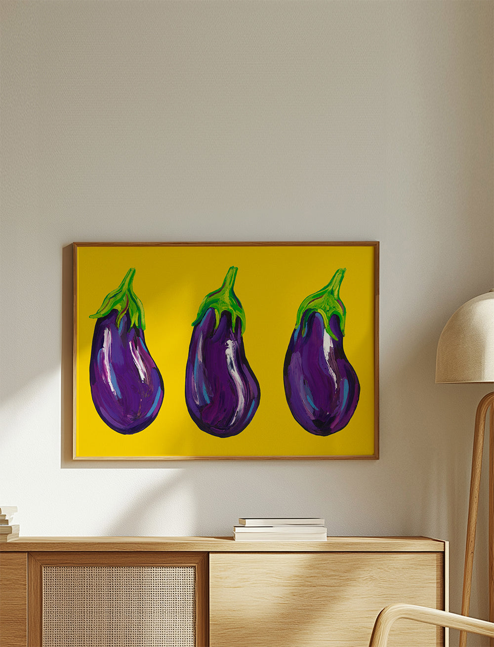 Køkkenkunst med illustrerede auberginer
