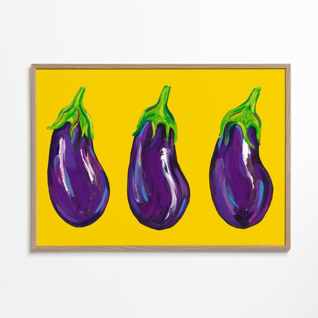 Køkkenkunst med illustrerede auberginer