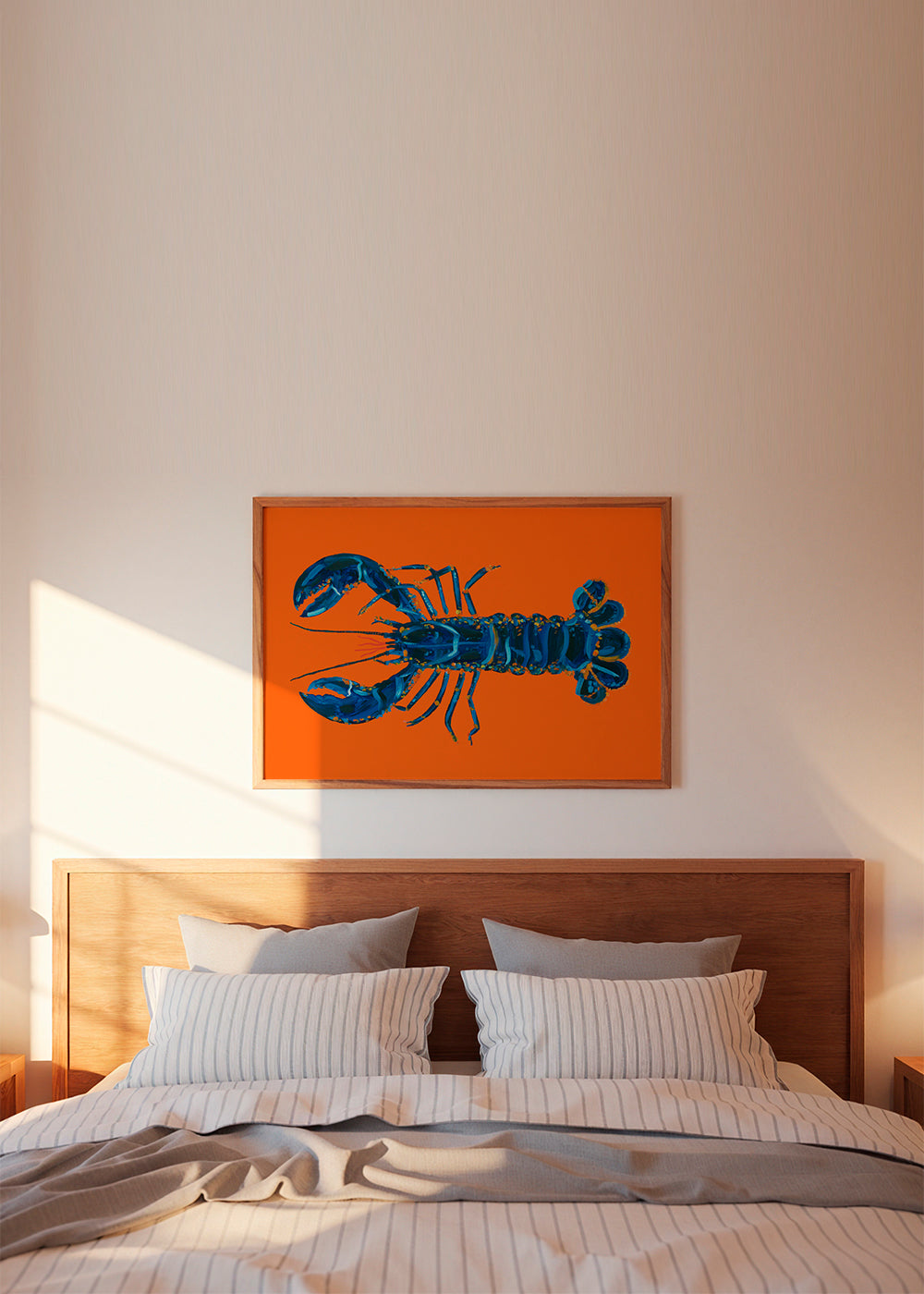 Køkkenkunst: blå hummmer på orange