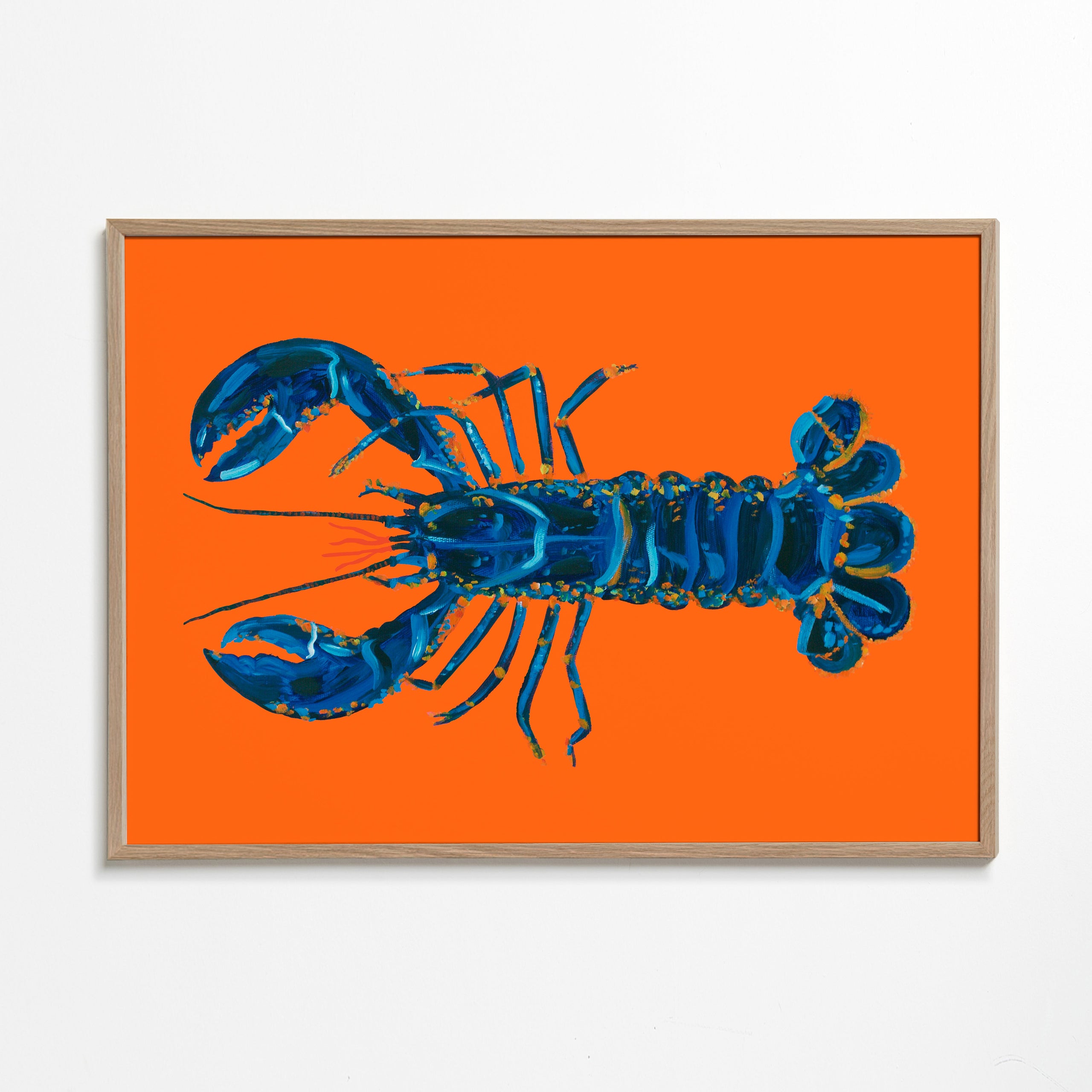 Køkkenkunst: blå hummmer på orange