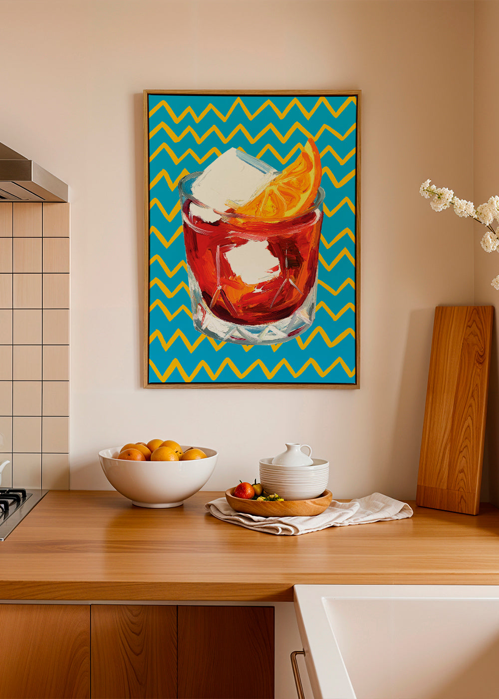 Køkkenkunst Negroni-illustration i glas