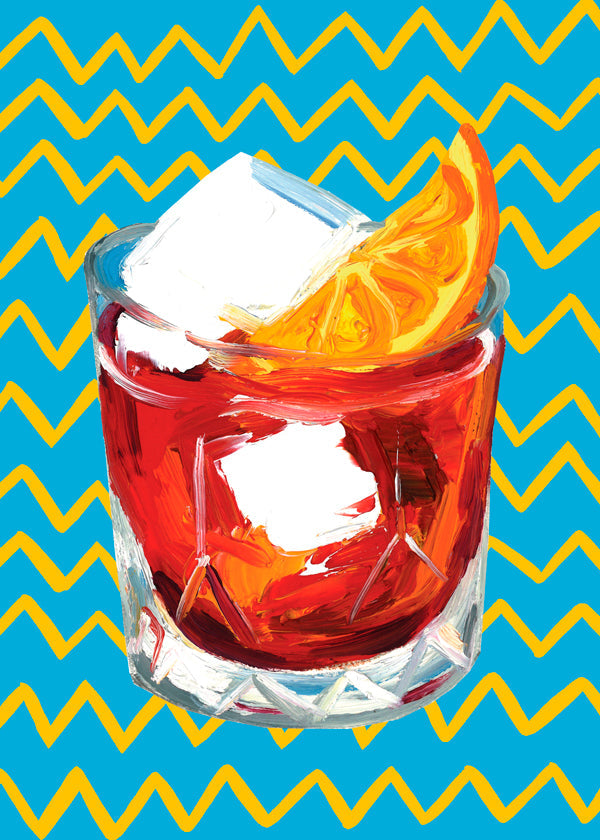Køkkenkunst Negroni-illustration i glas