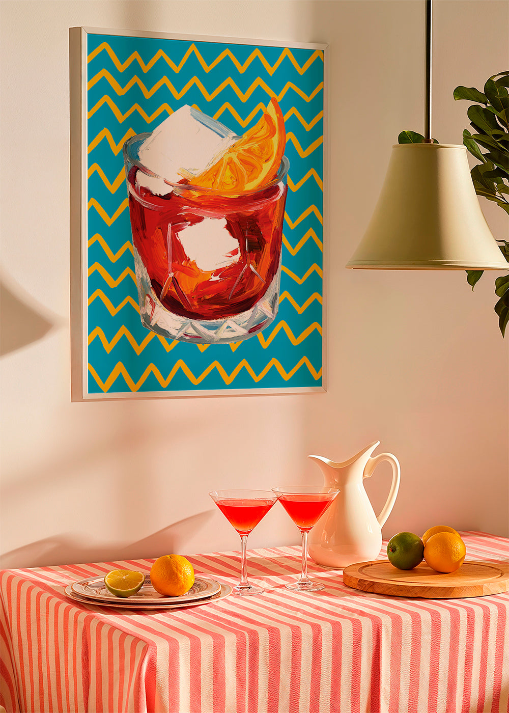 Køkkenkunst Negroni-illustration i glas