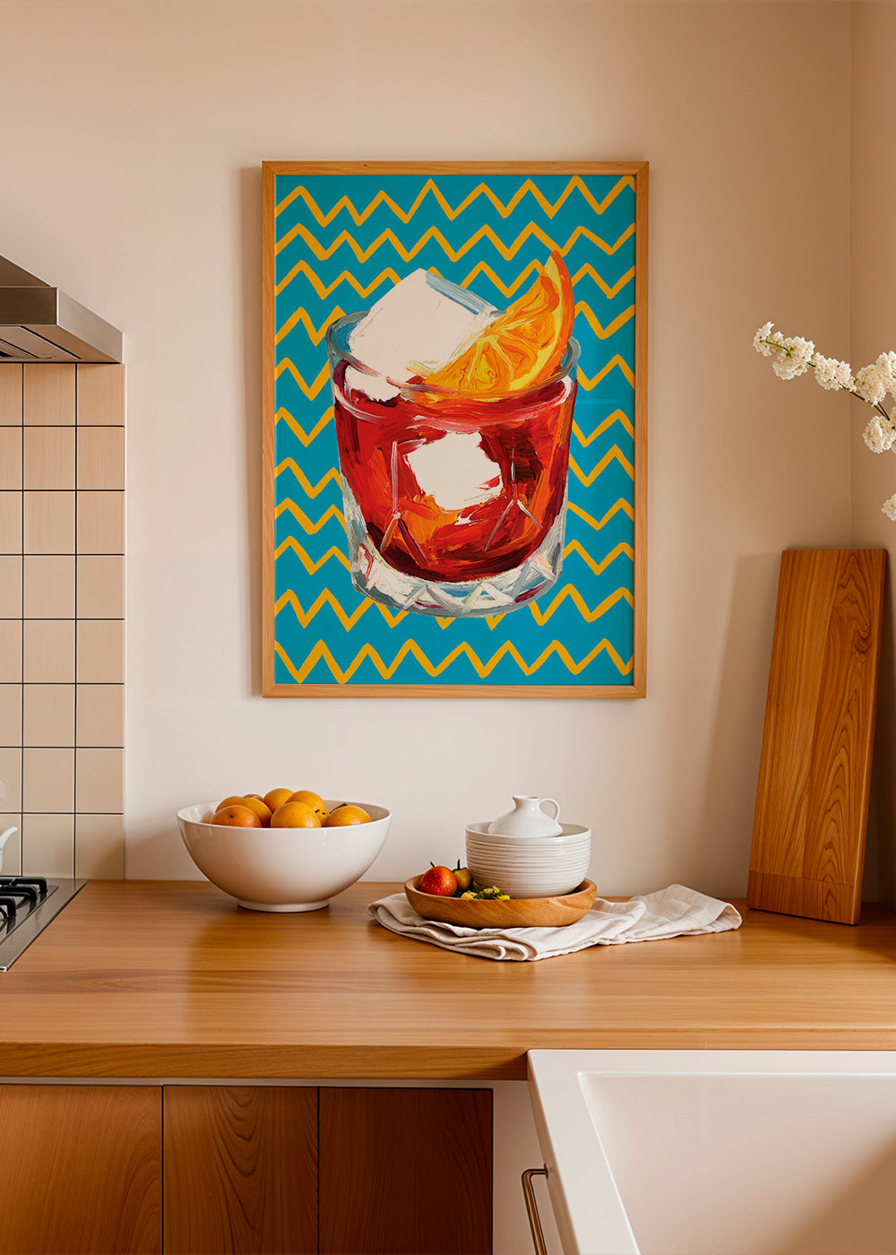 Køkkenkunst Negroni-illustration i glas
