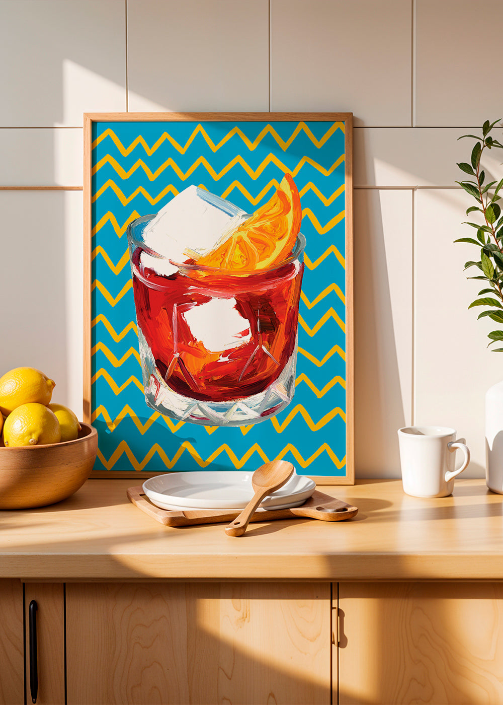 Køkkenkunst Negroni-illustration i glas