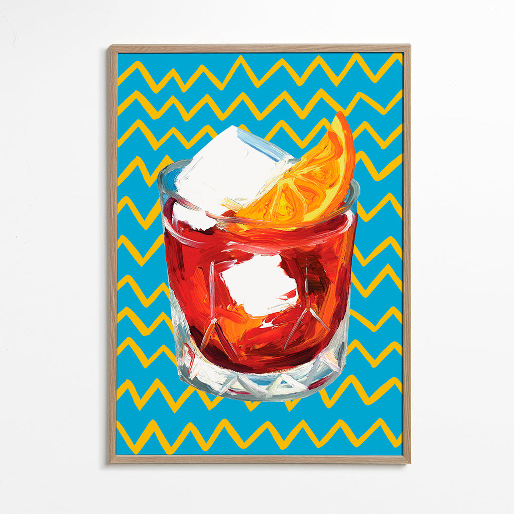 Køkkenkunst Negroni-illustration i glas