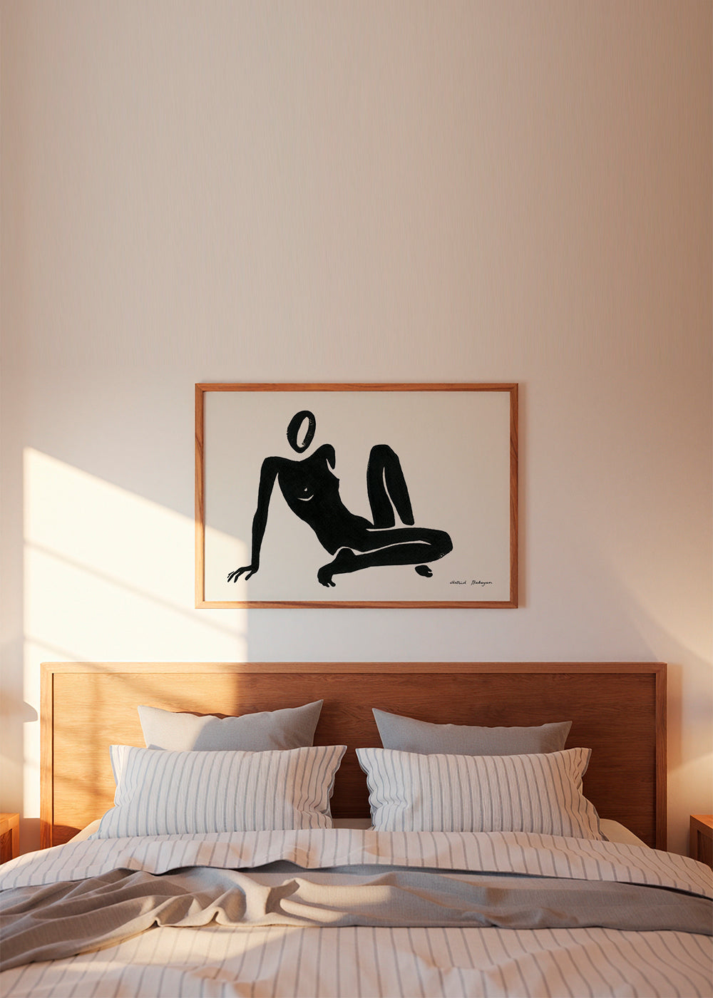 Sort-hvid kunst med liggende figur