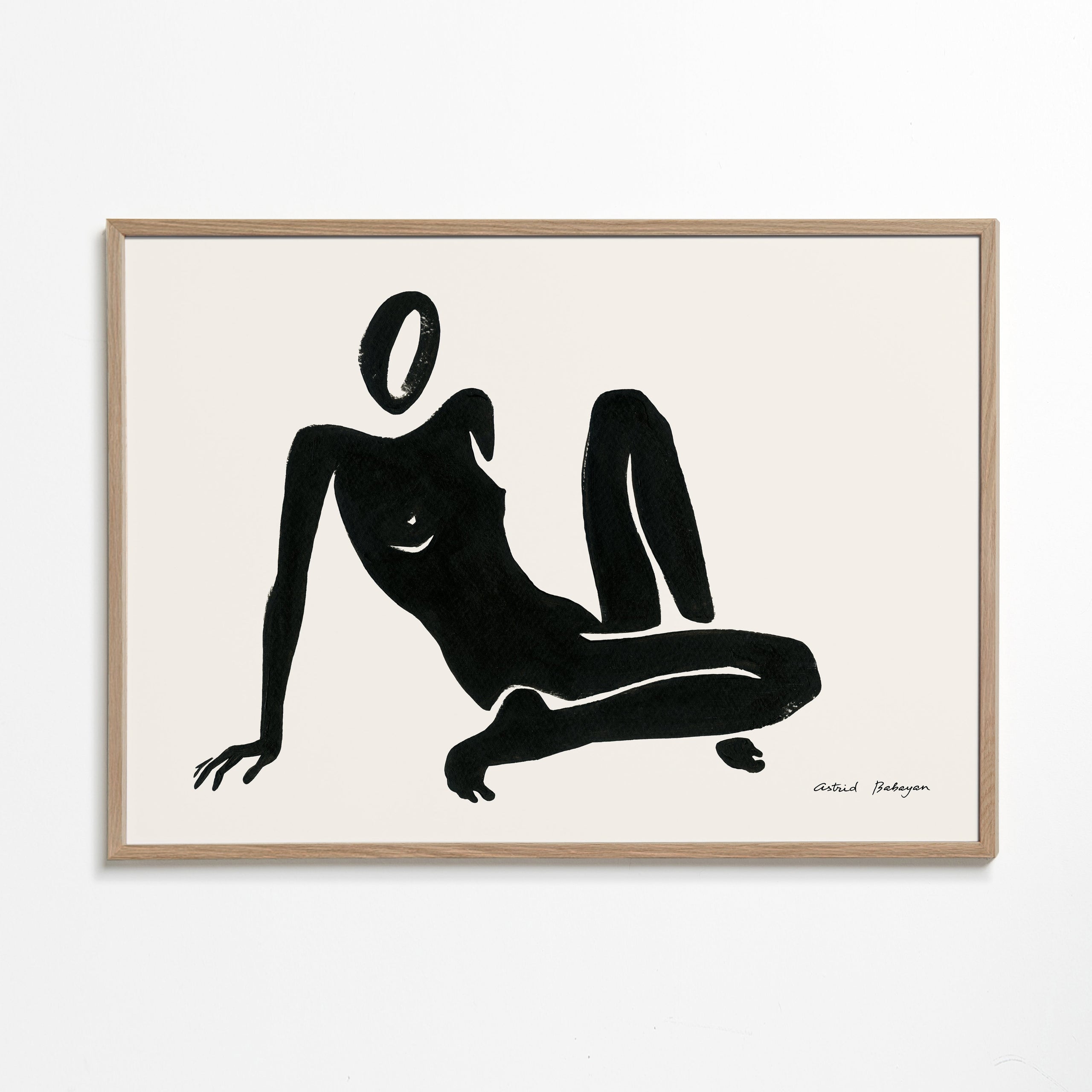 Sort-hvid kunst med liggende figur