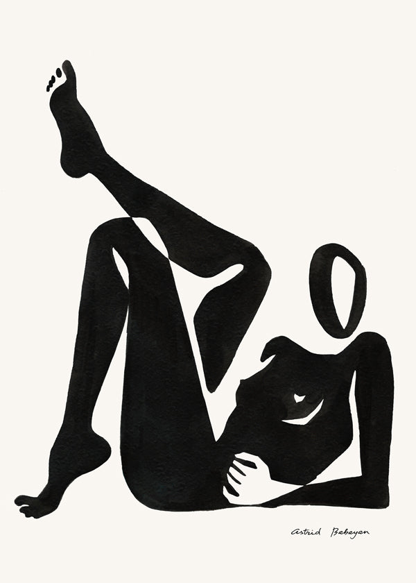 Sort-hvid kunst: studie af liggende figur