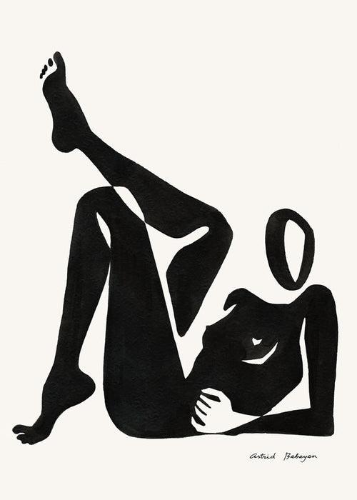 Sort-hvid kunst: studie af liggende figur