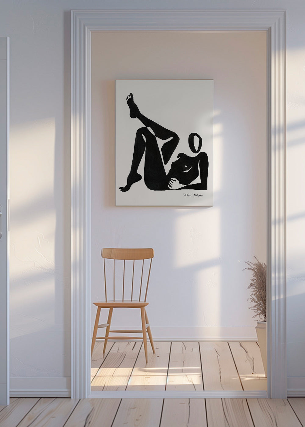 Sort-hvid kunst: studie af liggende figur