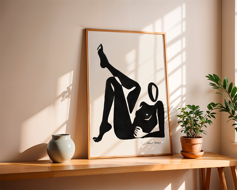 Sort-hvid kunst: studie af liggende figur